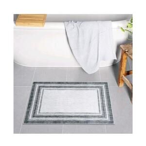 Uphome Modern Bath Mat, 26x18, Soft, Non-Slip, Washable, Grey